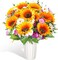 2 Bundles Spring Memorial Cemetery Flowers – 16.93” Artificial Sunflower, Daisy & Eucalyptus Bouquet for Grave and Headstone Decorations